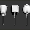 Detailed White Military Turret Weapon Models With Barrels On Reflective Black Surface