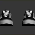 Stylish Black And White Checkered Canvas Shoes With Lace Up Design And White Sole