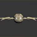 Beige Toy Doll With Outstretched Arms Big Eyes On Reflective Surface