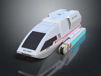 Futuristic White Axis 10000 Vehicle With Streamlined Body Red Accents And Blue Lights 3d model