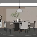 Modern Restaurant Interior With Round Dining Table Cozy Chairs Pendant Light And Green Plants
