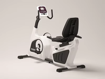 Recumbent Exercise Bike With White Black Design Digital Console And Ergonomic Seat 3d model