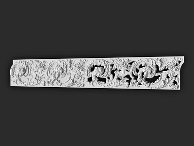 White Decorative Component With Intricate Carved Patterns And Ornate Details 3d model
