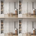 Modern Home Interior Partition Design With Glass Brick And Decorative Shelves