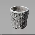White Ceramic Plant Pot With Carved Vine Design For Indoor Flowers