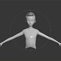 3D Character Model Design With Brown Short Hair White Skin And Dark Background