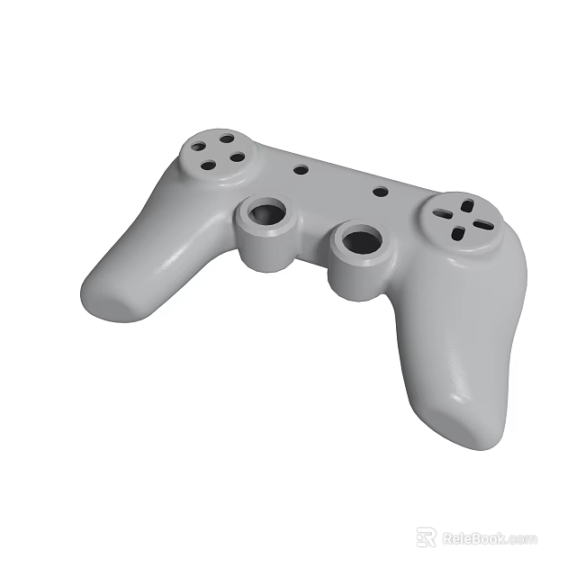 White Game Controller 3D Model With Ergonomic Grip And Button Holes 3d model 
