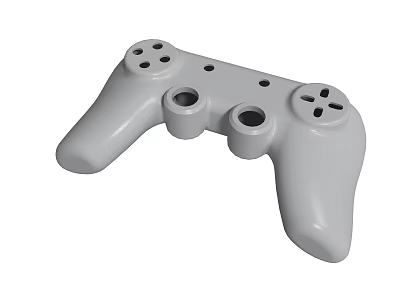 White Game Controller 3D Model With Ergonomic Grip And Button Holes 3d model