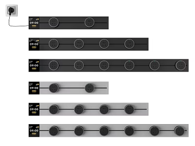 Modern Switch Panels With Various Button Counts And Sleek Black Design 3d model