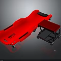 Sci-Fi Futuristic Red Medical Stretcher With Black Padding Metal Frame And Rolling Wheels XENITH