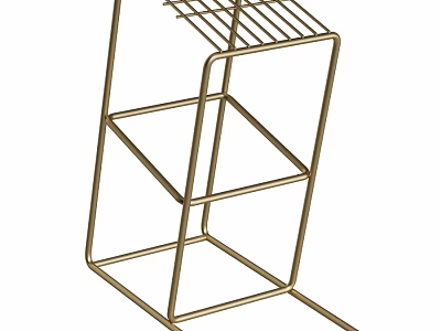 Gold Metal Kitchen Organizer With Multi Layer Shelves For Cookware Storage 3d model