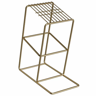 Gold Metal Kitchen Organizer With Multi Layer Shelves For Cookware Storage 3d model