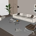 Sofa Coffee Table Combination Leisure Chair Lazy Sofa Green Plant Hanging Picture Floor Lamp Fruit Side Table 3d model
