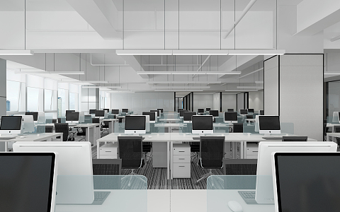 Modern public office area 3d model