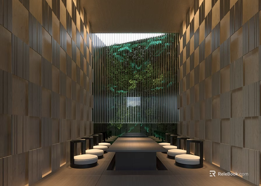 Elegant Private Room Design With Comfortable Seats And Ambient Lighting Features 3d model 