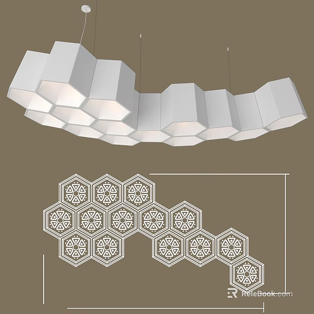 Unique Shaped Pendant Light Featuring Modern Geometric Hexagonal Structure for Interior Decor 3d model 