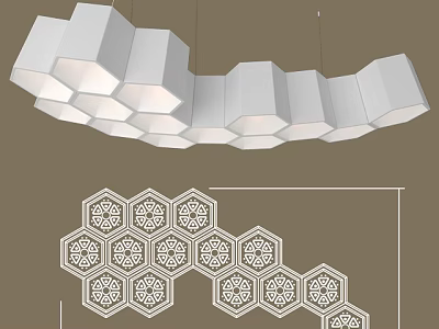 Unique Shaped Pendant Light Featuring Modern Geometric Hexagonal Structure for Interior Decor 3d model