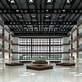 Spacious School Lobby With Multi Level Corridors Large Windows And Wooden Seating Areas