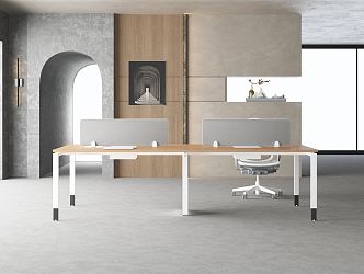 Modern Office Desk and Chair Office Staff Desk 3d model