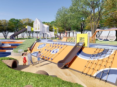 modern children's play area slide rock climbing fitness area exhibition area children's area park playground micro terrain children's play equipment model