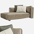 Modern Beige Fabric Chaise Lounge With Decorative Pillows And Metal Frame