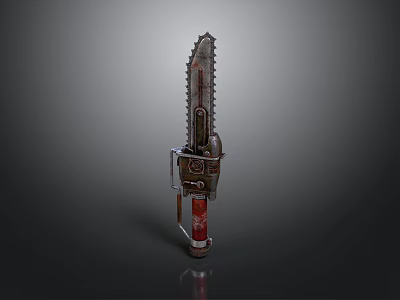 Industrial Heavy Duty Chainsaw With Sharp Metal Blade And Red Handle Design 3d model