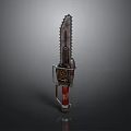 Industrial Heavy Duty Chainsaw With Sharp Metal Blade And Red Handle Design