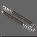Two Sleek Modern Pens with Brown Leather Bodies and Silver Metal Caps Nibs Design