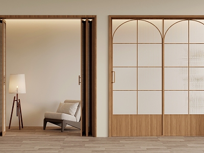 Middle antique interior door sliding door folding door 3d model