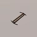 Household Tools Set Of Two Pickaxes With Wooden Handles And Black Metal Heads
