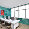 Container Office Interior With Desks Computers Chairs Windows And Wall Decorations