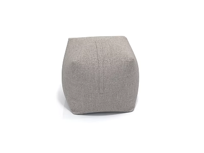 Gray Square Linen Stool With Simple Stitching Detail For Modern Decor 3d model