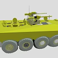 Green Six Wheeled Armored Functional Vehicle With Turret Antenna And Circular Devices