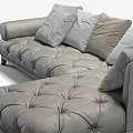 Light Gray L Shaped Leisure Sofa Set With Tufted Details And Decorative Cushions