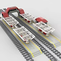 Building Blocks Train Station Platform With Rail Tracks Red Roof And Multiple Platform Structures 3d model