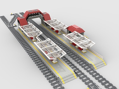 LEGO Toy Blocks Station Train Station Transport Hub 3d model