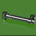 Metal Connecting Rod Part With Circular Bearing Ends And Cylindrical Middle On Green Background