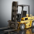 Yellow Industrial Forklift With Black Cabin Forks And Wheels Design