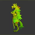 3D Orange Kangaroo Warrior Character With Spiked Armor And Outstretched Arms