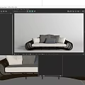 Modern Outdoor Sofa With Wicker Frame White Cushions And Gray Pillows