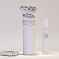 Modern Black Bathroom Accessories Including Shaver Heads Charging Base And Body Components