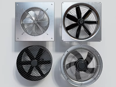 Varied Design Air Conditioner Fans With Square Round Shapes And Metal Housing 3d model