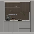 Modern Sideboard Design With White And Wood Finish LED Lighting And Decorative Items On Top