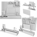 Sleek Modern Black TV Stand With TV Storage Shelves And Decorative Ornaments