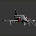 Gray Airplane Scale Model with Ladder and Detailed Display Stand Design