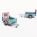 Blue Utility Trailers With Red Railings Wooden Floor Hitch And Wheels