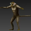 3D Monkey Model in Standing Pose With Yellow Head and Light Colored Body 3d model