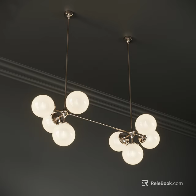 Modern Ceiling Chandelier With Multiple Spherical Bulbs And Metal Frame Design 3d model