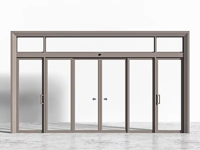 Gray Frame Glass Sliding Doors With Modern Design And Multiple Panels 3d model