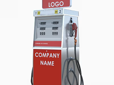 Public Facility Gas Station Fuel Dispenser With Dual Nozzles Digital Screens And Company Logo 3d model